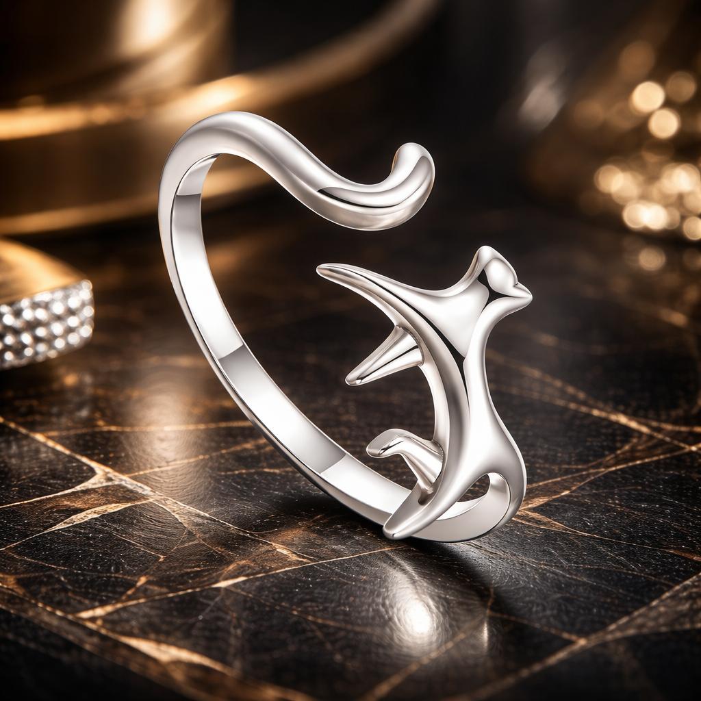 Anillo de plata de ley 925 oxidada para mujer