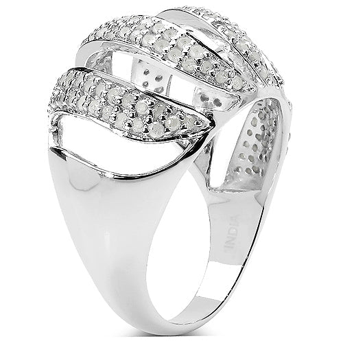 Anillo de plata de ley .925 con diamante blanco genuino de 0,98 quilates
