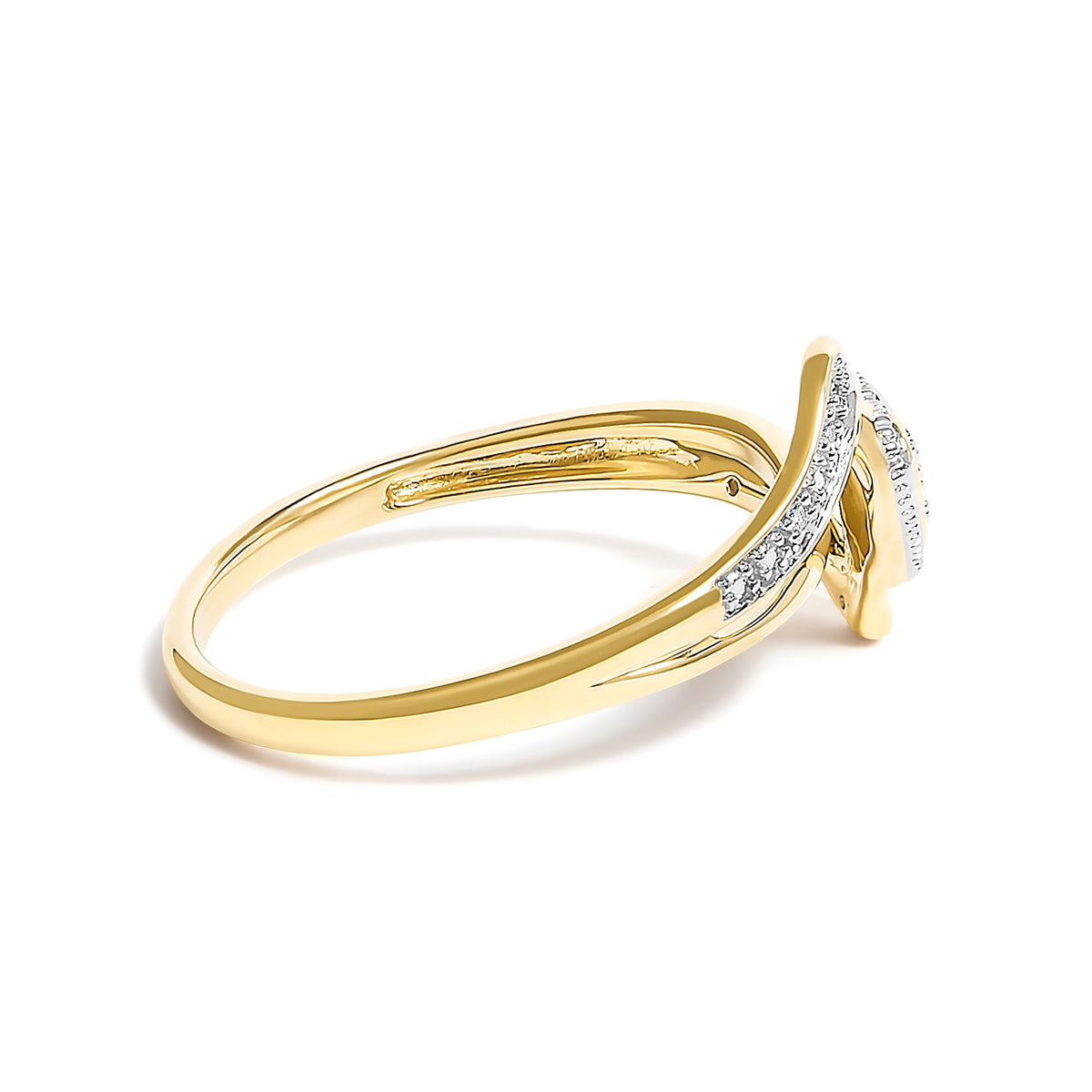 Anillo de promesa en oro amarillo de 10K con acento de diamante y corazón de filigrana (color I-J, claridad I3) - Talla 7