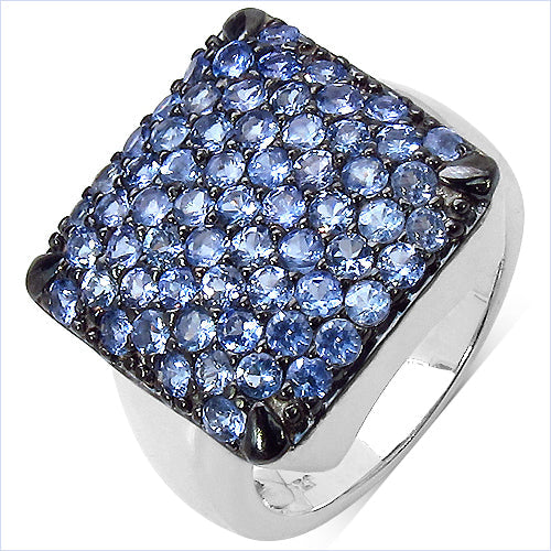 Anillo de plata de ley .925 con tanzanita genuina de 2.21 quilates