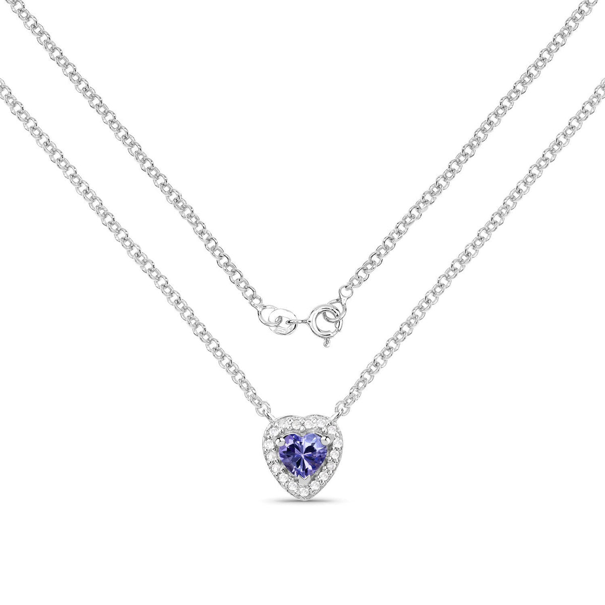 0.55 Carat Genuine Tanzanite and White Topaz .925 Sterling Silver Necklace - image 2 of 4