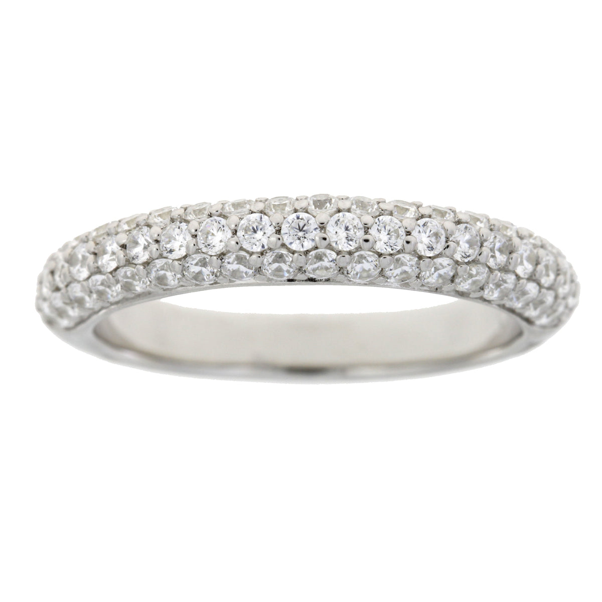 Anillo de banda de boda de circonita cúbica de plata de ley