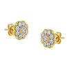 14K Yellow Gold Plated .925 Sterling Silver 1/6 Cttw Miracle-Plate Set Diamond Floral Stud Earrings (I-J Color, I2-I3 Clarity)