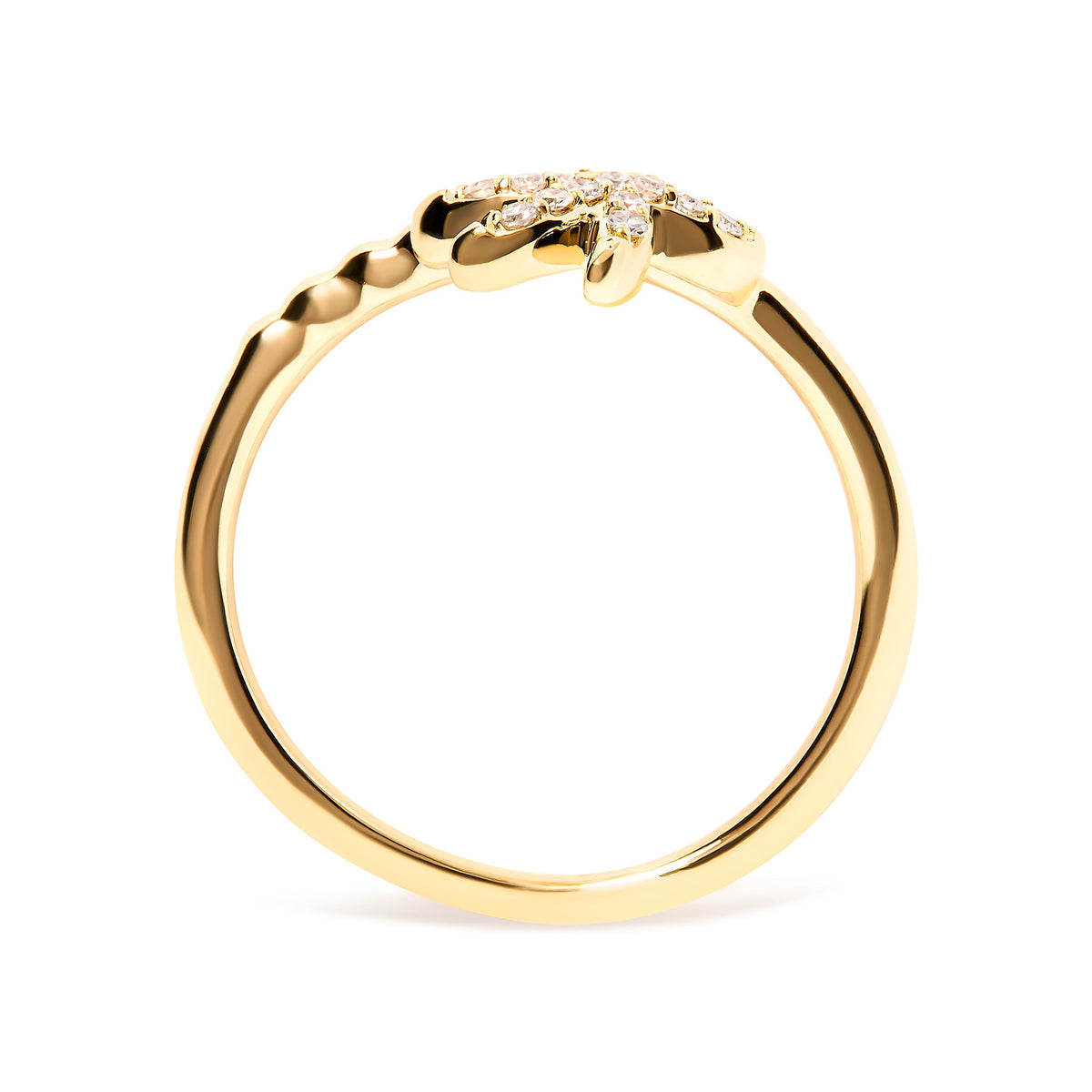 Anillo Llamativo de Oro Amarillo de 10K con Diamante de 1/10 Cttw y Palma (Color H-I, Claridad I1-I2) - Talla 7