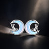 925 Sterling Silver Earrings with Transparent Glass, 13mm x 12mm for Women