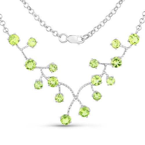 Collar de plata de ley .925 con peridoto auténtico de 6.00 quilates