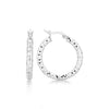 Sterling Silver Faceted Style Hoop Earrings with Rhodium Finishing