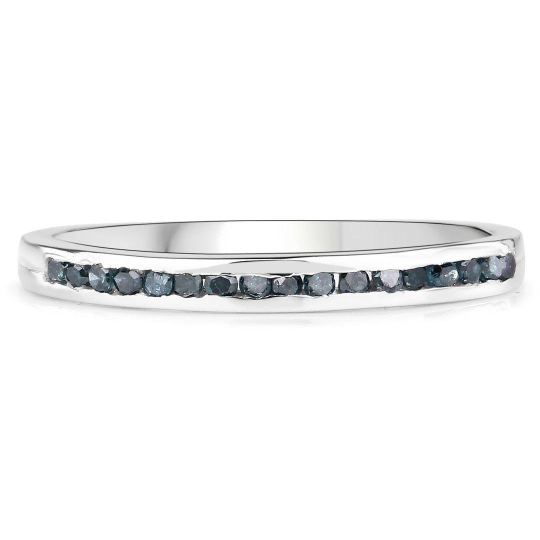 Anillo de plata de ley .925 con diamante azul auténtico de 0,20 quilates