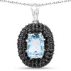 6.70 Carat Genuine Blue Topaz and Black Spinel .925 Sterling Silver Pendant