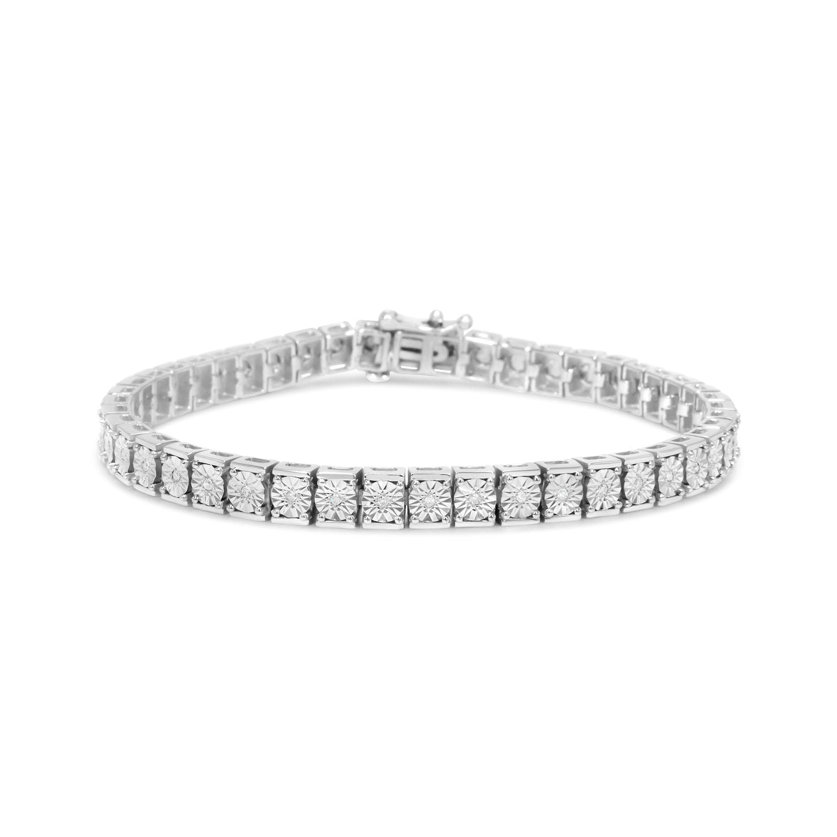 Pulsera de eslabones de plata esterlina .925 con 1/10 Cttw de diamante de 18.41 cm (Color I-J, Claridad I2-I3)