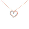 14K Rose Gold Plated Sterling Silver 1/2 Cttw Diamond Open Heart Pendant Necklace
