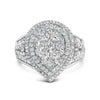 Sterling Silver 1 Cttw Diamond Pear-Shaped Triple Halo Cluster Ring