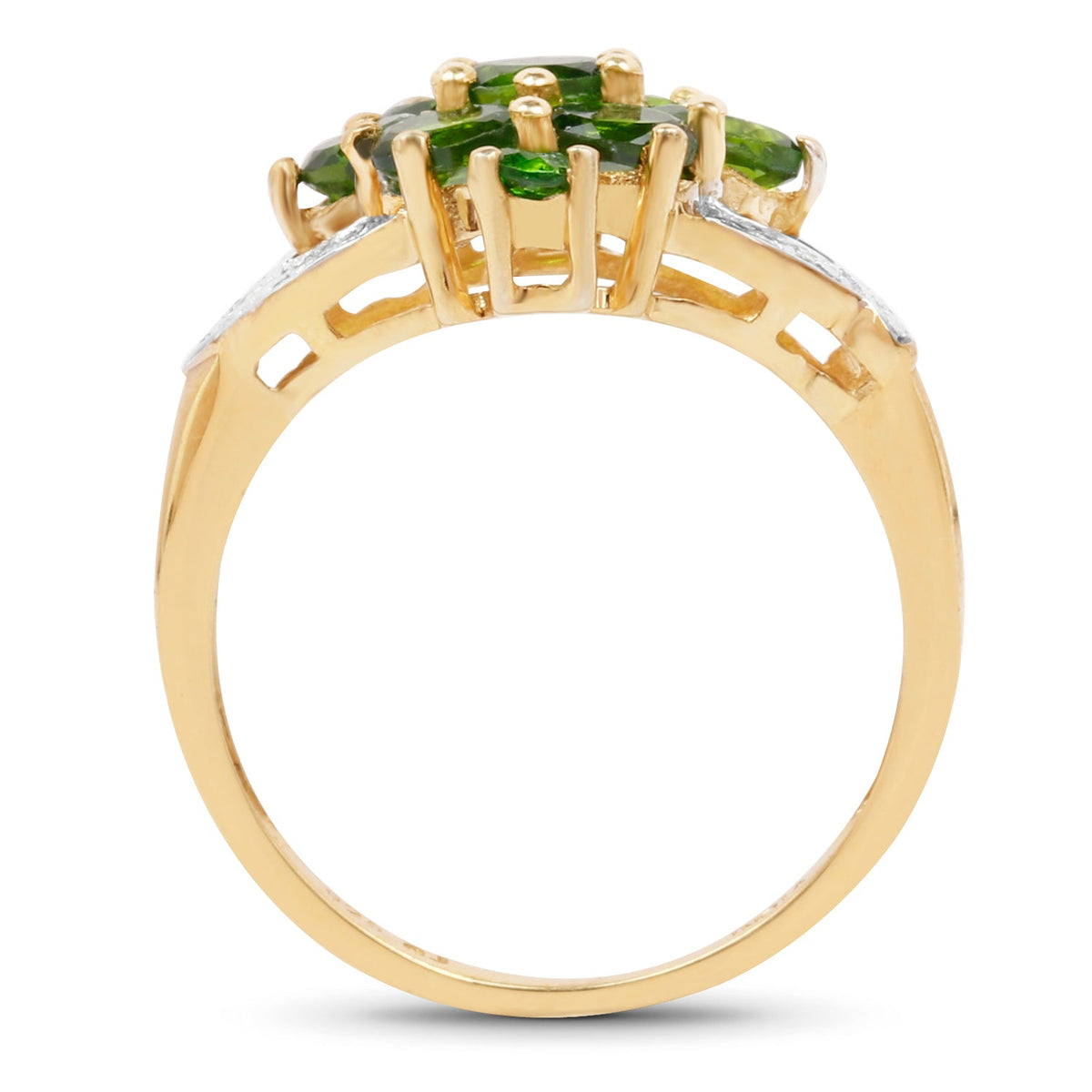 14K Yellow Gold Plated 1.26 Carat Genuine Chrome Diopside .925 Sterling Silver Ring - imagen 2 de 6