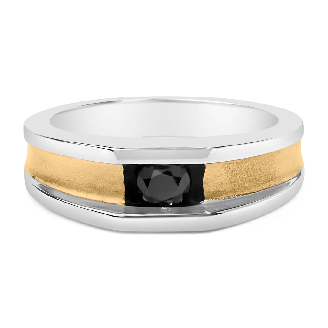 Мужское кольцо из позолоченного стерлингового серебра 14K с черными бриллиантами 1/2 карата