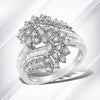 10K White Gold 1/2 Cttw Round and Baguette-Cut 