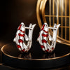925 Sterling Silver Enamel and CZ Earrings with Platinum Plating for Women