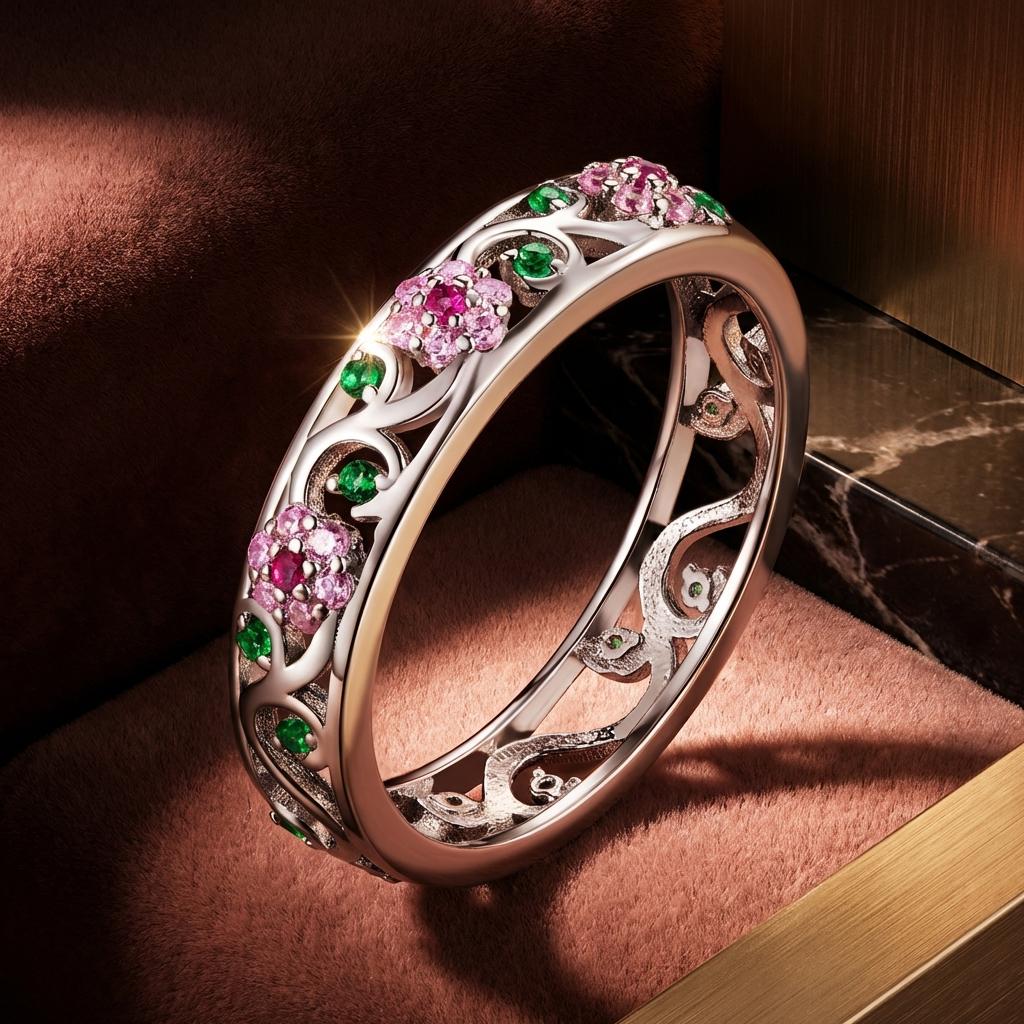 Anillo de plata de ley 925 con pavé de circonitas - Talla 6.0