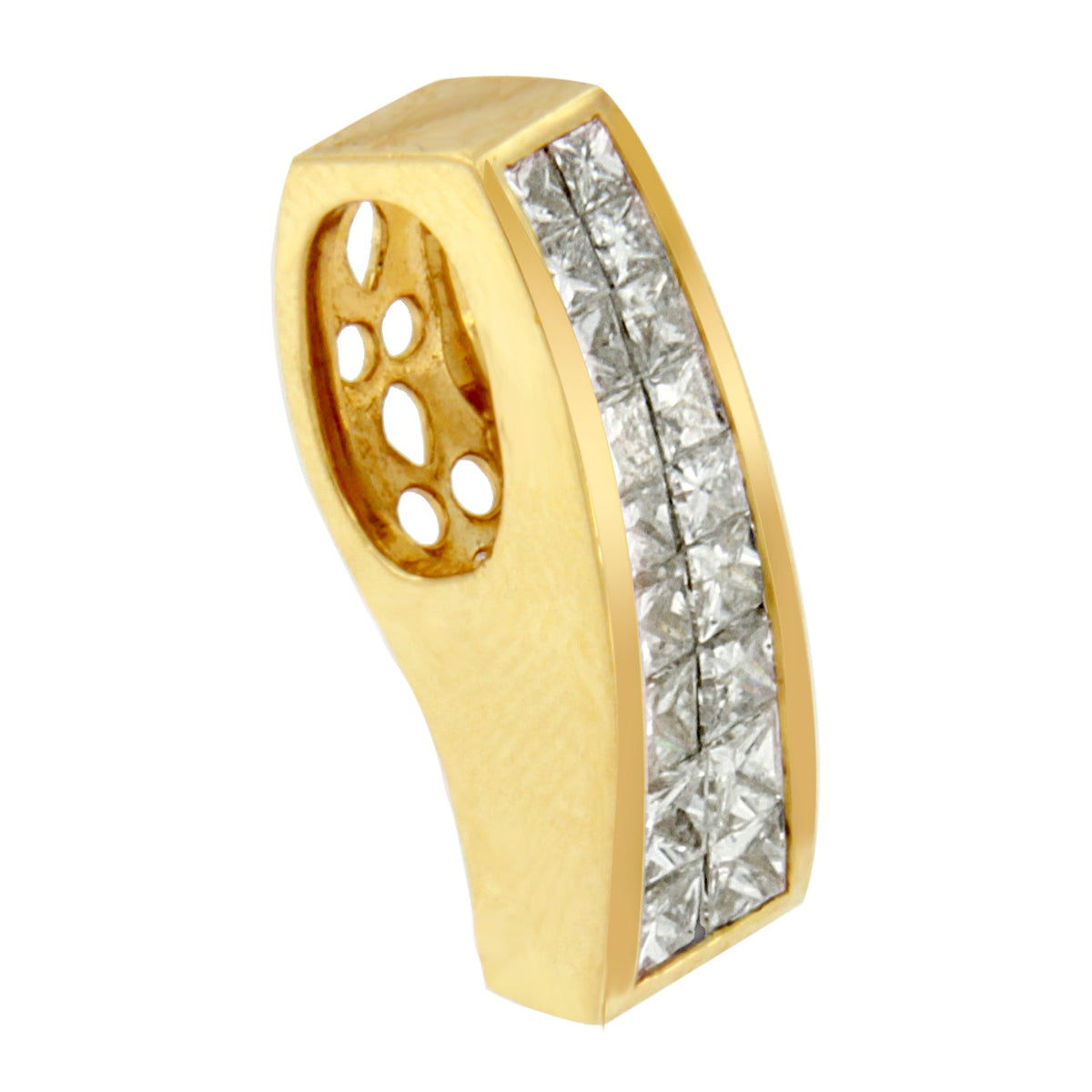 Collar con colgante de columna griega con diamantes de corte princesa de 1,5 ct en oro amarillo de 14K (G-H, VS1-VS2)