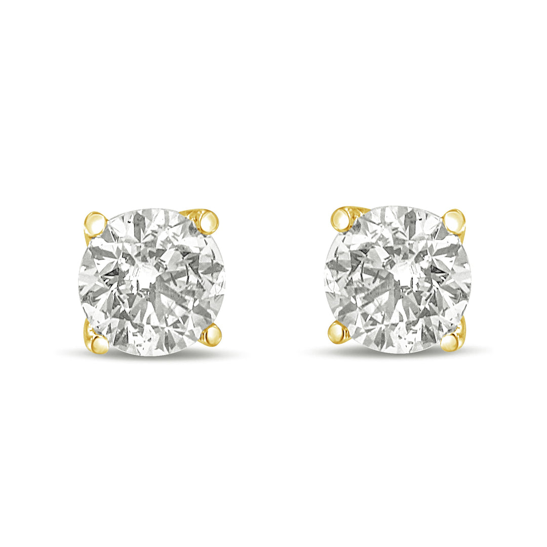 14K White Gold 1.0 Cttw Round Brilliant Cut Lab Grown White Diamond 4-Prong Classic Solitaire Stud Earrings (F-G Color, VS1-VS2 Clarity)