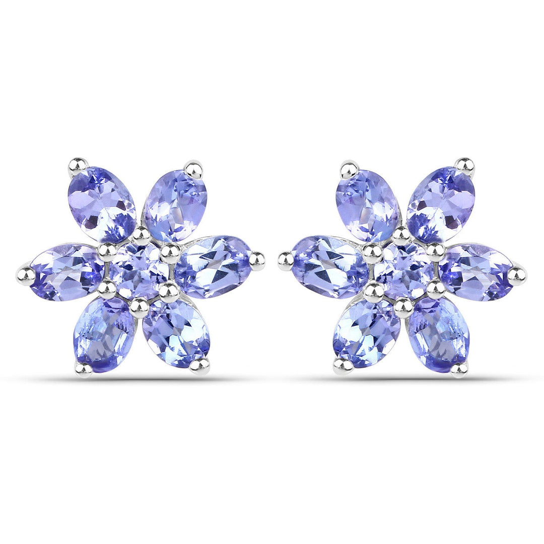 2.24 Carat Genuine Tanzanite .925 Sterling Silver Earrings