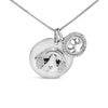 .925 Sterling Silver 1/5 Cttw White and Black Diamond Beagle Dog Medallion and Charm 18