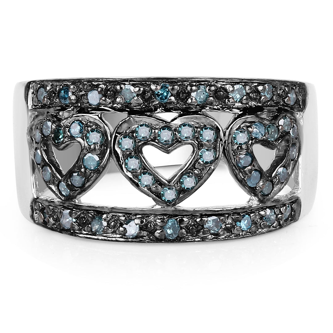 0.32 Carat Genuine Blue Diamond .925 Sterling Silver Ring