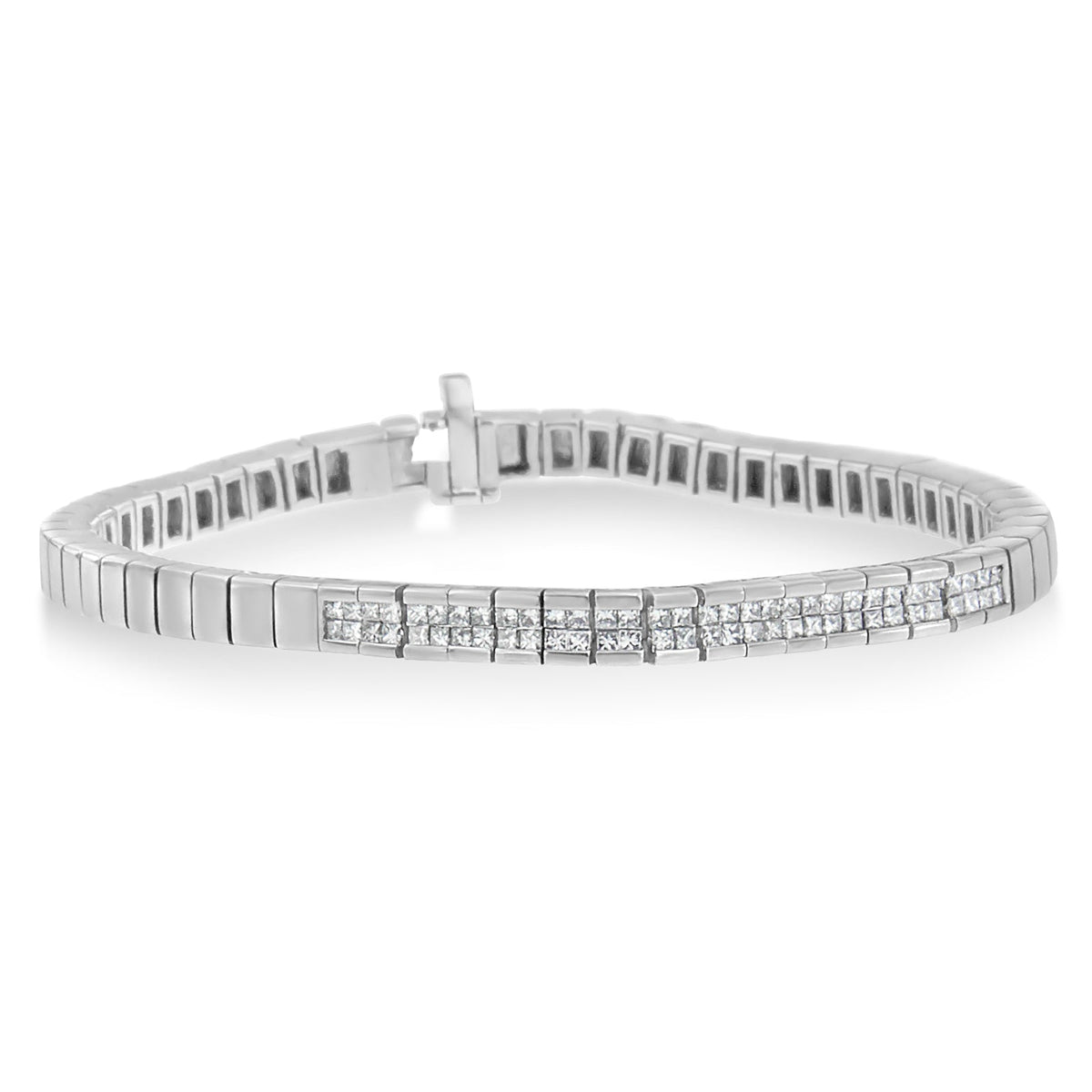 Pulsera de oro blanco de 14 quilates con diamantes talla princesa (1,00 quilates en total, color H-I, claridad SI1-SI2)