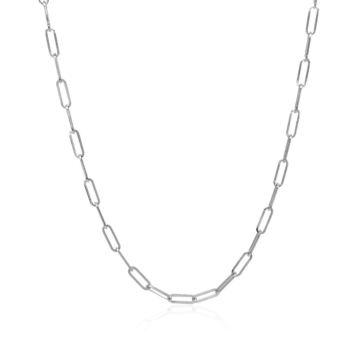 Cadena Delicada de Eslabones Alargados de Oro Blanco de 14K (2.1mm)