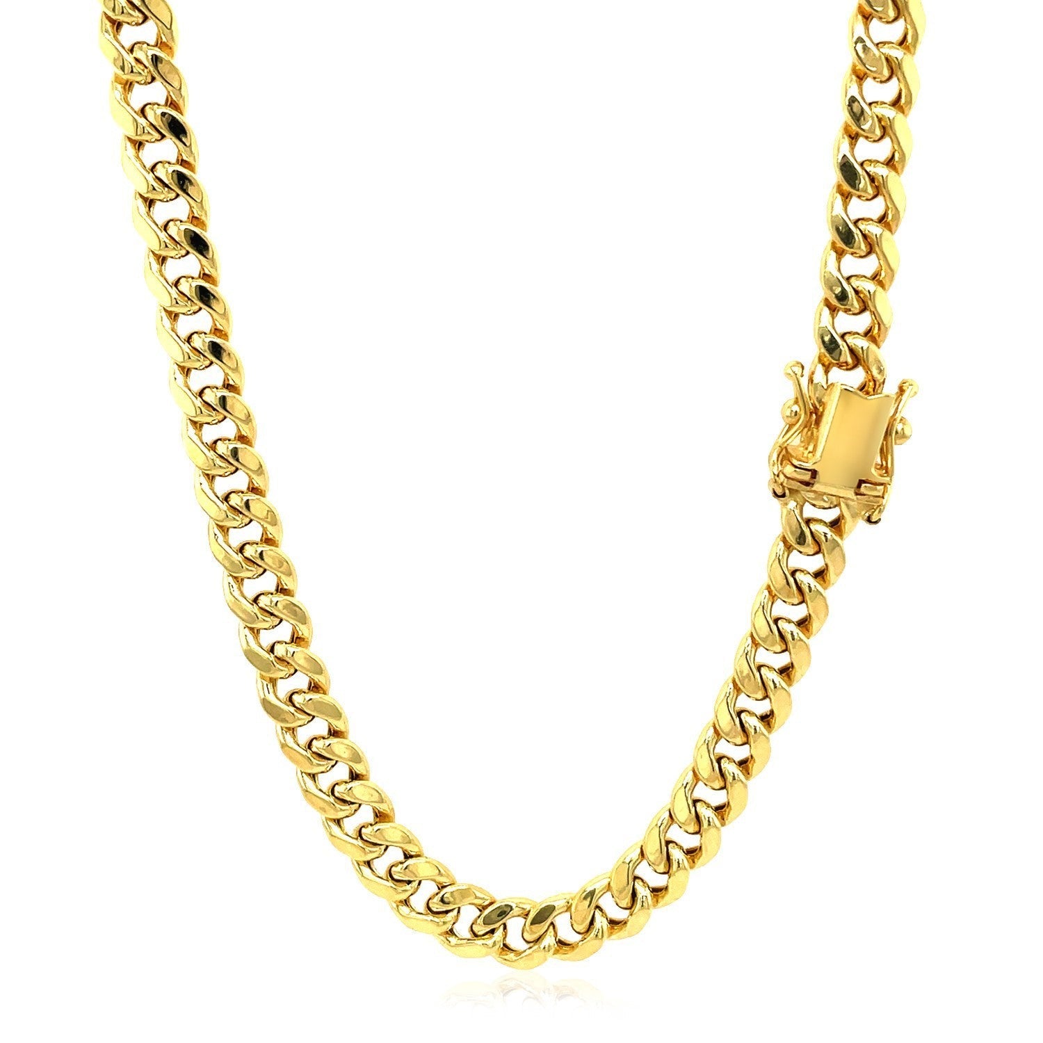 Cadena cubana Miami semirrígida de oro amarillo de 10 quilates (5.00 mm)