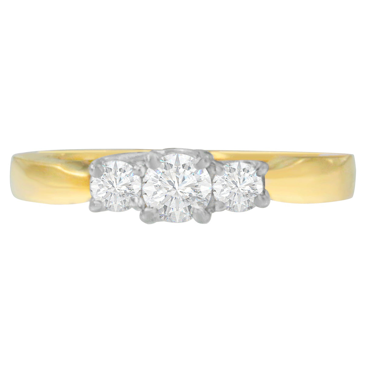 Anillo de oro bicolor de 14K con diamantes redondos de 0.50 CTTW (G-H, SI1-SI2)