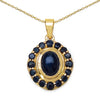 3.02 Carat Genuine Blue Sapphire .925 Sterling Silver Pendant