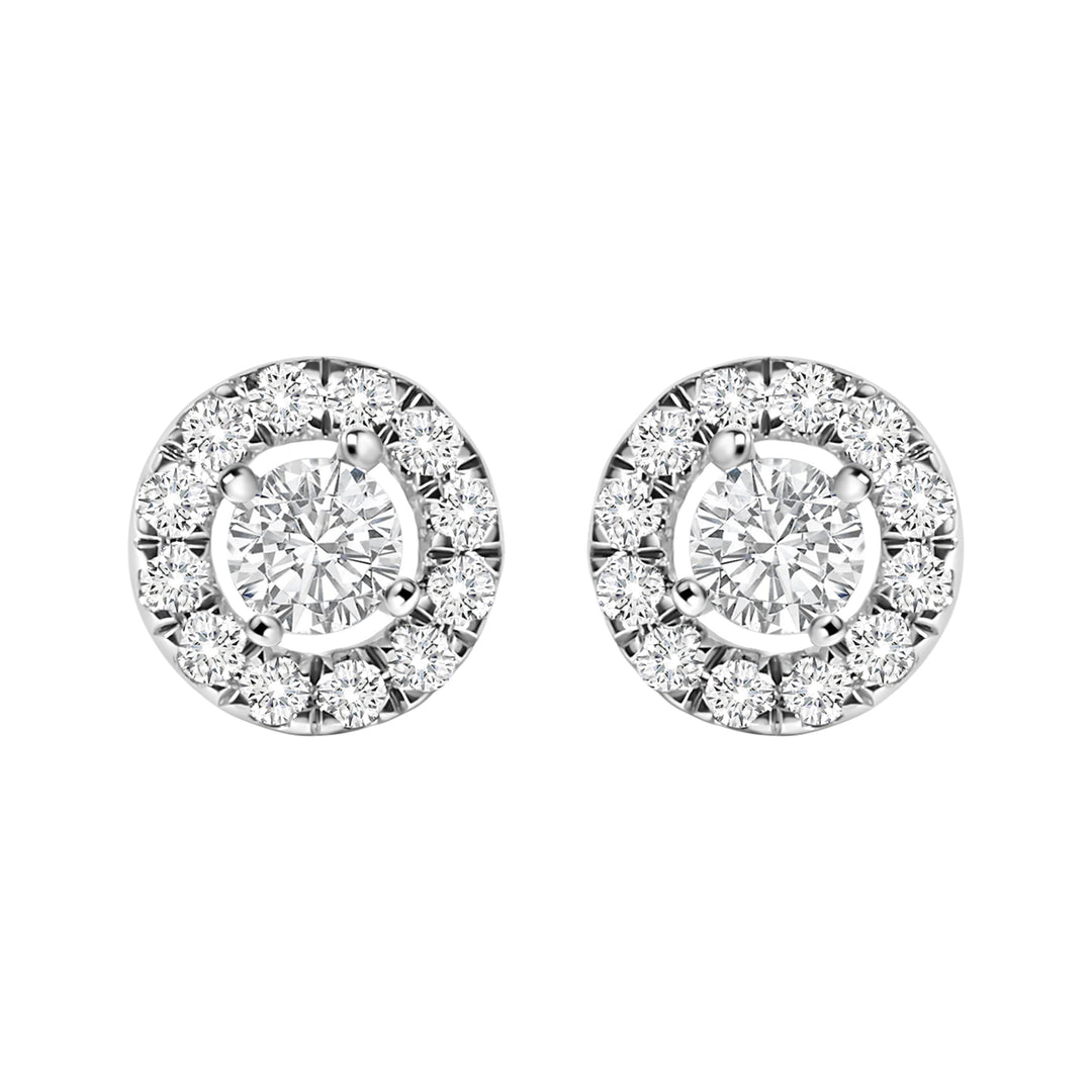 14K White Gold 3/4 Cttw Lab-Grown Diamond Floating Halo Stud Earring (F-G Color, VS1-VS2 Clarity)