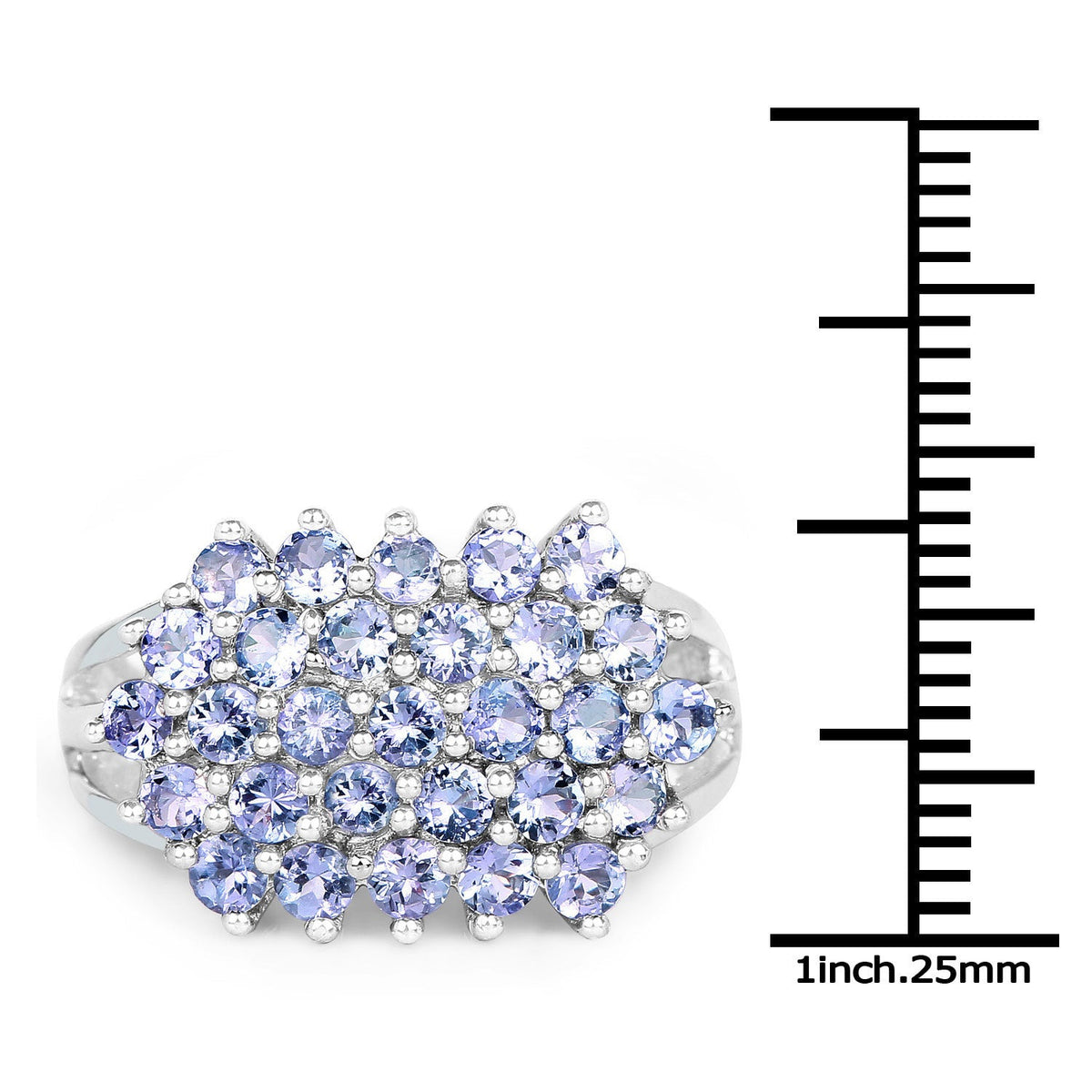 Anillo de plata de ley .925 con tanzanita genuina de 2.03 quilates
