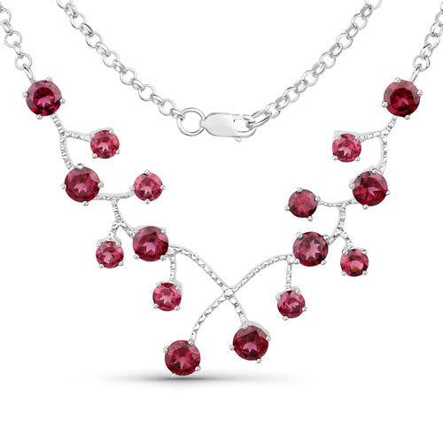 Collar de plata de ley .925 con granate rodolita auténtico de 6.00 quilates