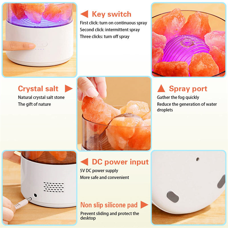 3-in-1 Aromatherapy Diffuser Humidifier - Himalayan Salt Lamp - 7 Color LED Night Light