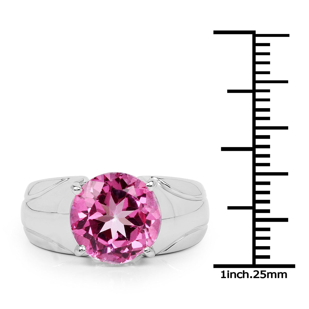 Anillo de Plata Fina .925 con Topacio Rosa Genuino de 4.55 Quilates