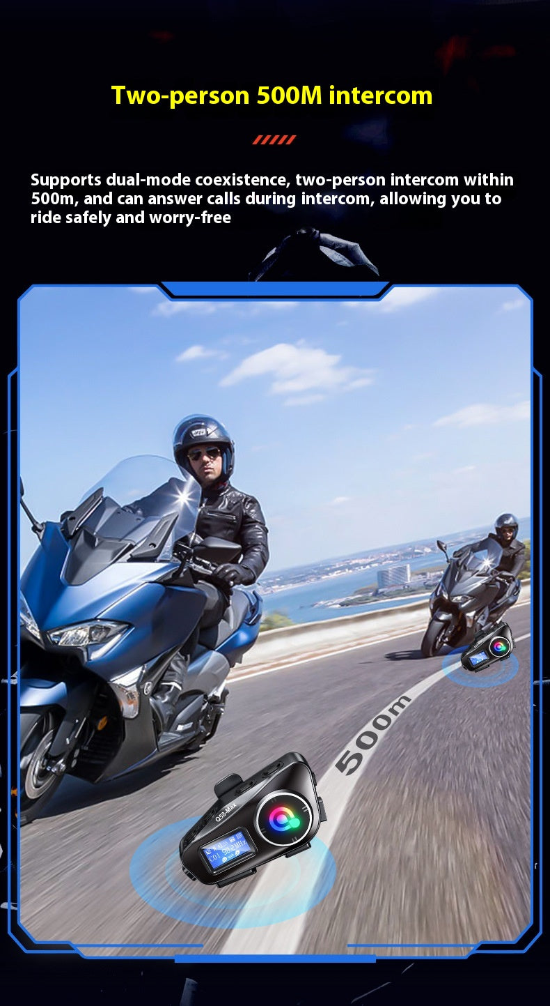 iTech Q58 Max - Attachable Intercom for Helmets - Built-In Mic - Bluetooth Music Player - FM Radio / SD Card