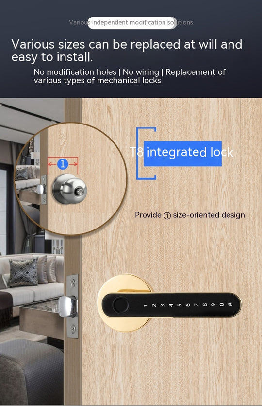 Smart Fingerprint Lock - App Connectivity, Password (Code), Physical Key - Gateways Available