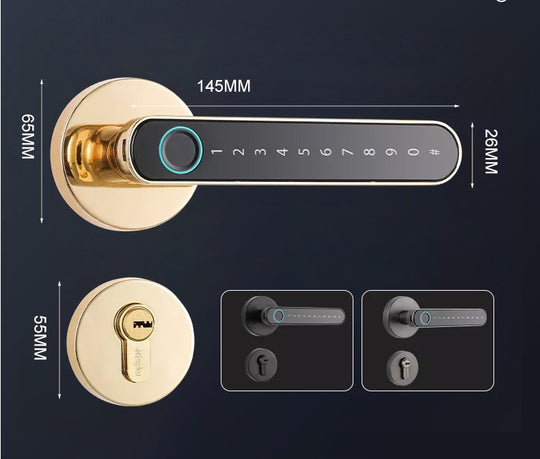 Smart Fingerprint Lock - App Connectivity, Password (Code), Physical Key - Gateways Available