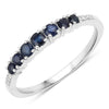 0.45 Carat Genuine Blue Sapphire and White Diamond 14K White Gold Ring