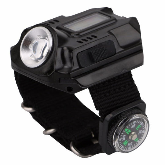 Watch with LED Flashlight - Time Display and Compass - Waterproof