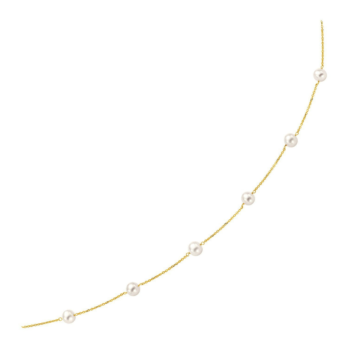 Collar de oro amarillo de 14k con perlas blancas