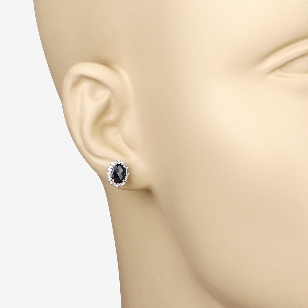 Pendientes de oro blanco de 14 quilates con zafiro azul auténtico de 2,16 quilates y diamantes blancos