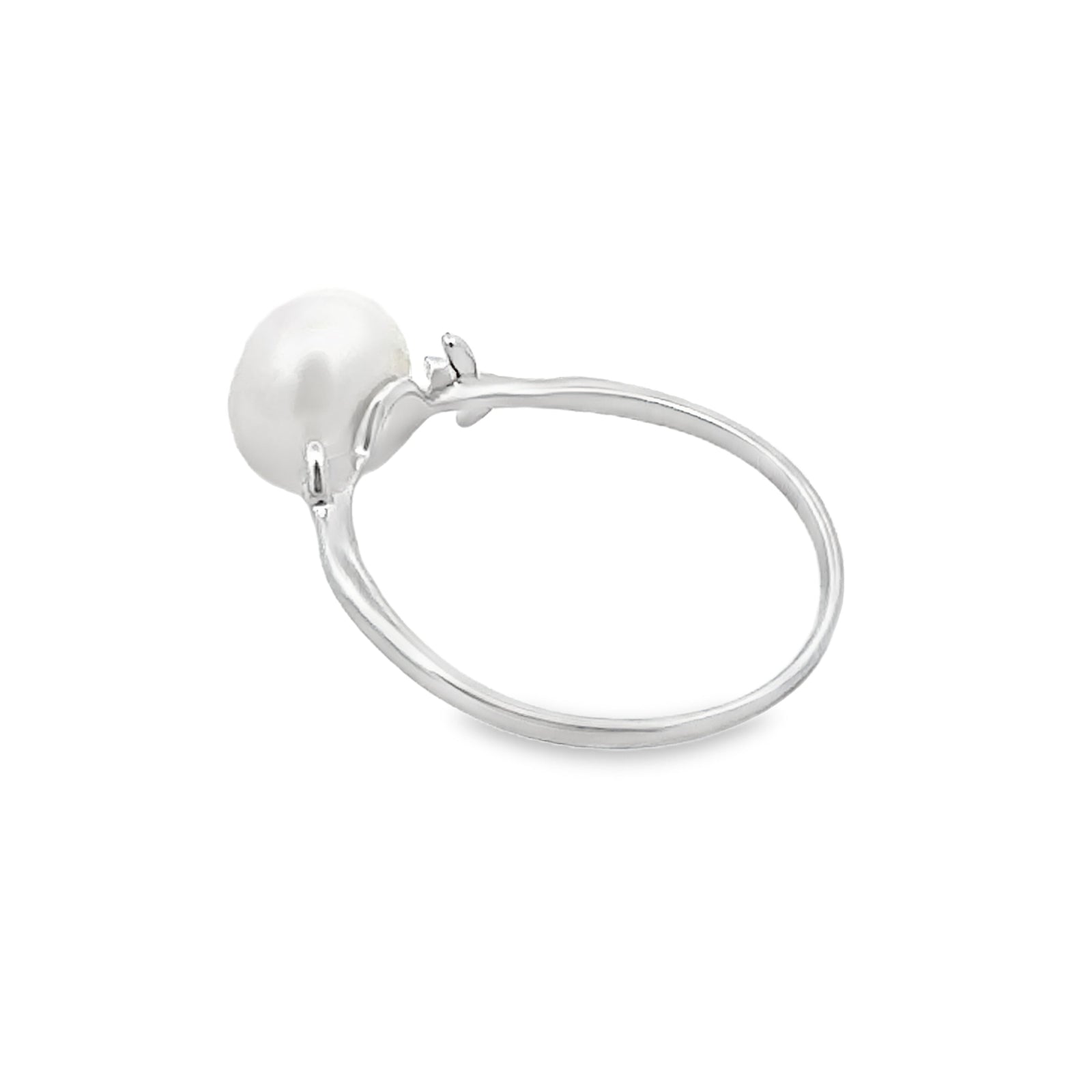 Anillo de perlas de agua dulce de plata de ley