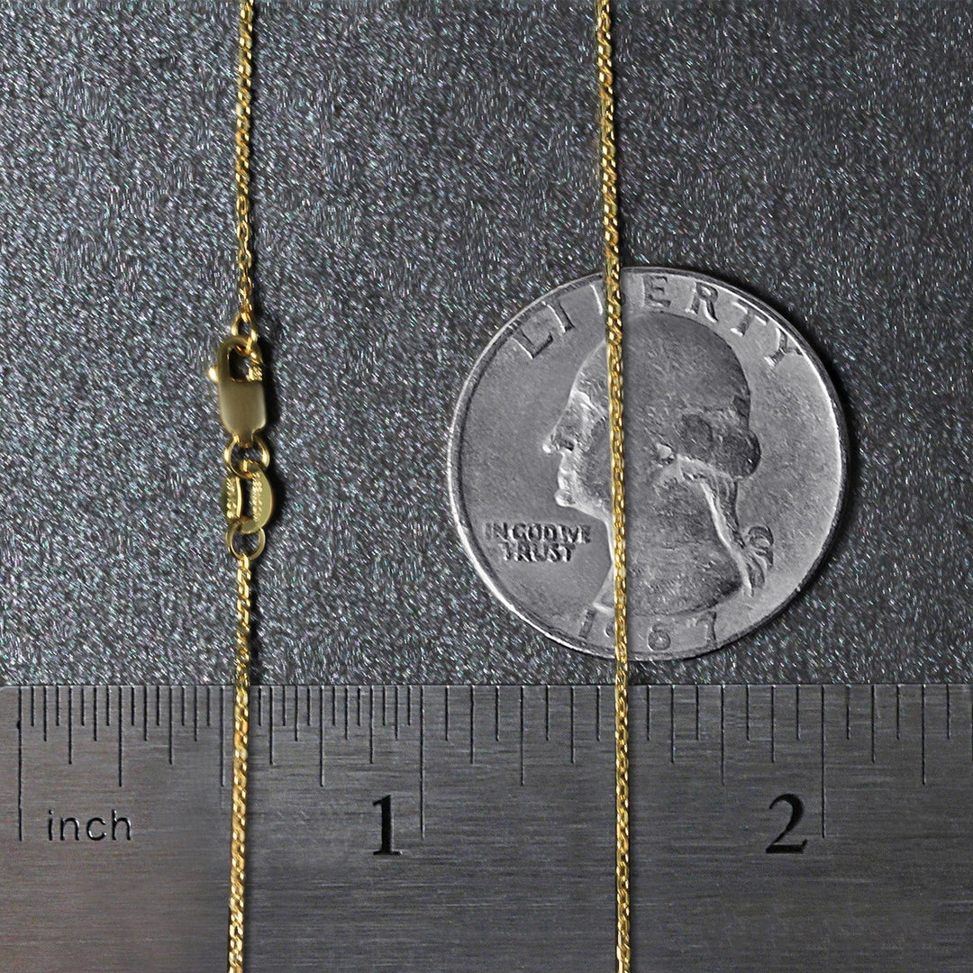 14k Yellow Gold Diamond Cut Cable Link Chain 0.8mm