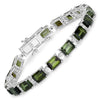 19.04 Carat Genuine Green Tourmaline and White Diamond 14K White Gold Bracelet
