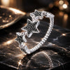 925 Sterling Silver Oxidized Rings with Pavé Setting CZ, Size 6.0 for Women