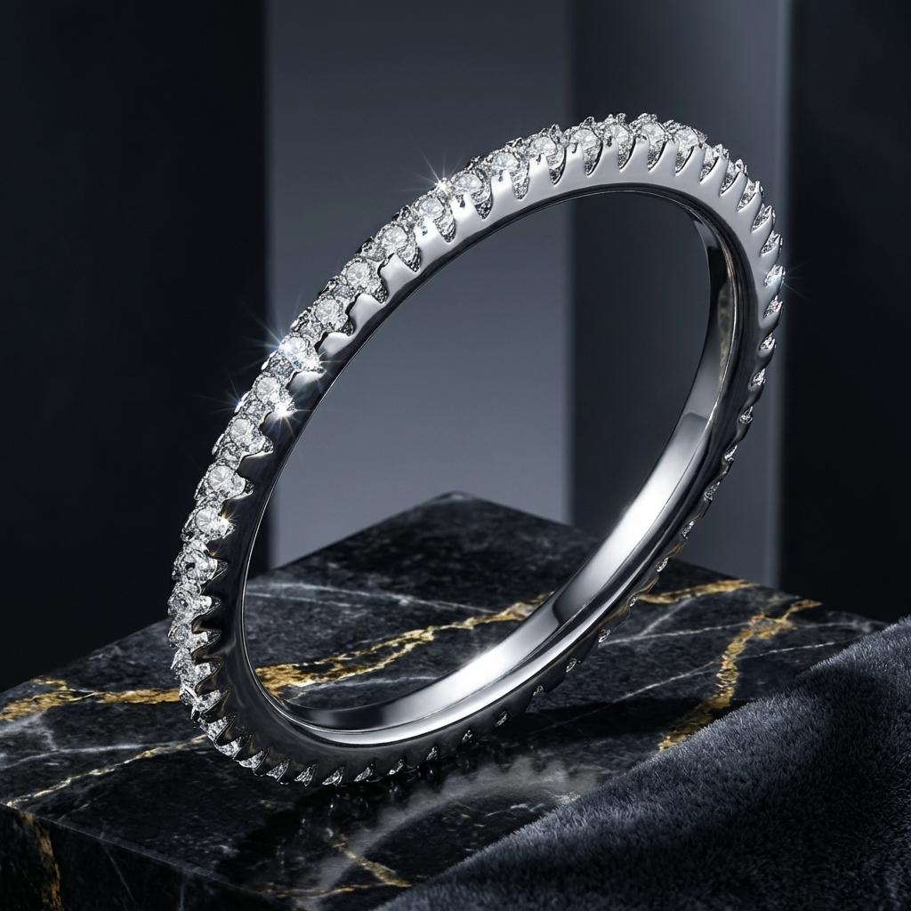 Anillo de plata de ley 925 chapado en platino con circonitas engarzadas en pavé, talla 5.0 para mujer
