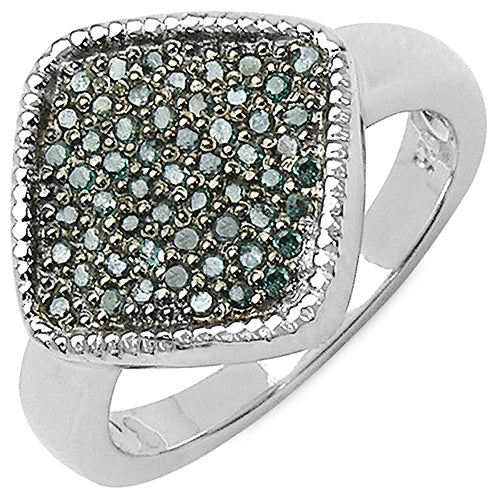 Anillo de plata de ley .925 con diamante azul auténtico de 0,28 quilates