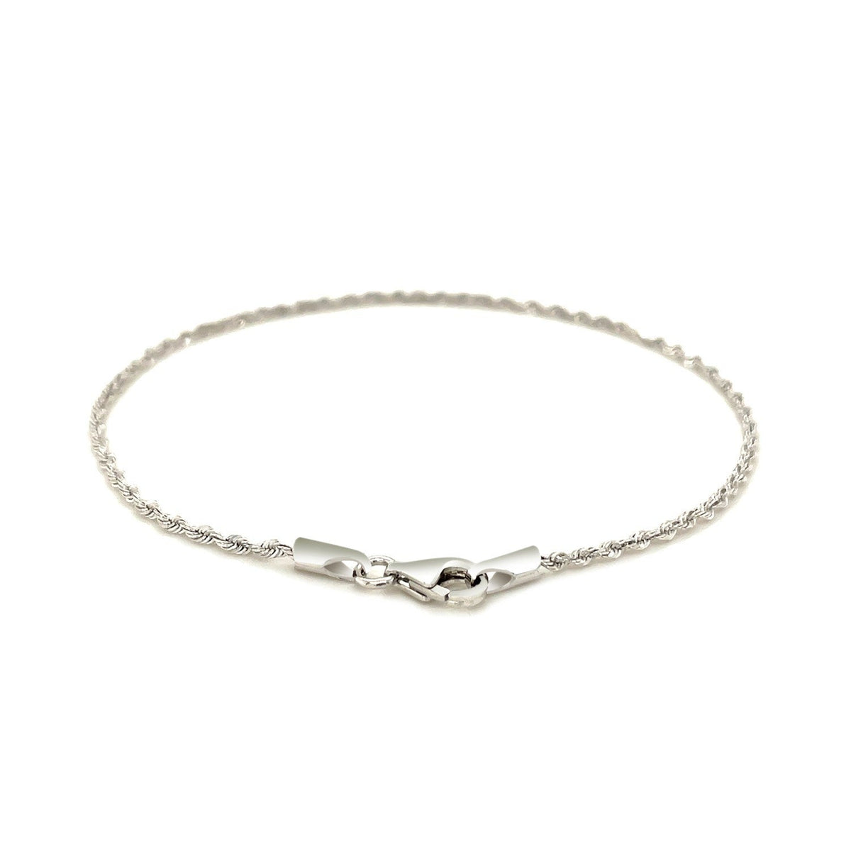 Pulsera de soga de oro blanco de 14k macizo con corte de diamante de 1.5mm